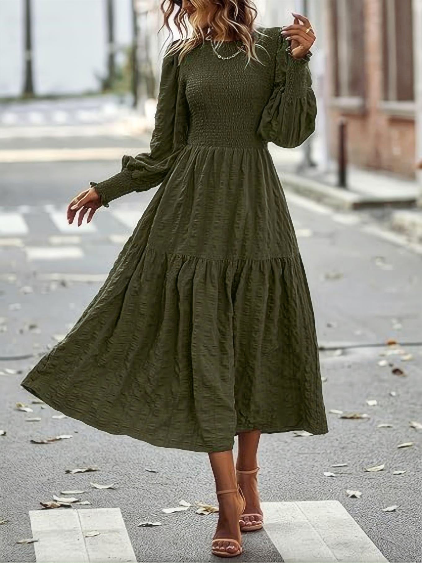 Lantern Sleeve Long Sleeve Dress