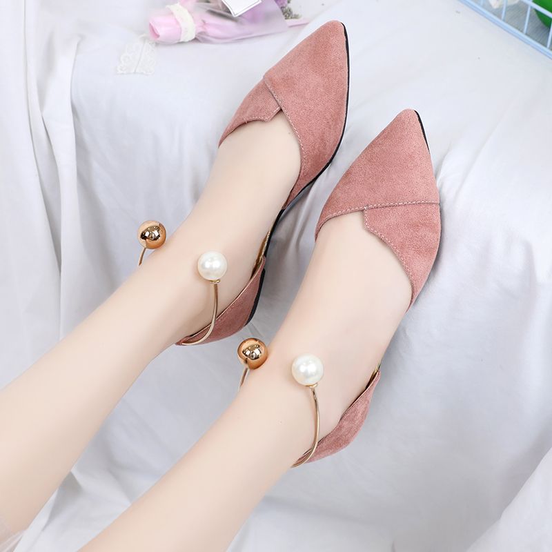 Women's New Versatile Hollow Button Pointed Flat Shoes