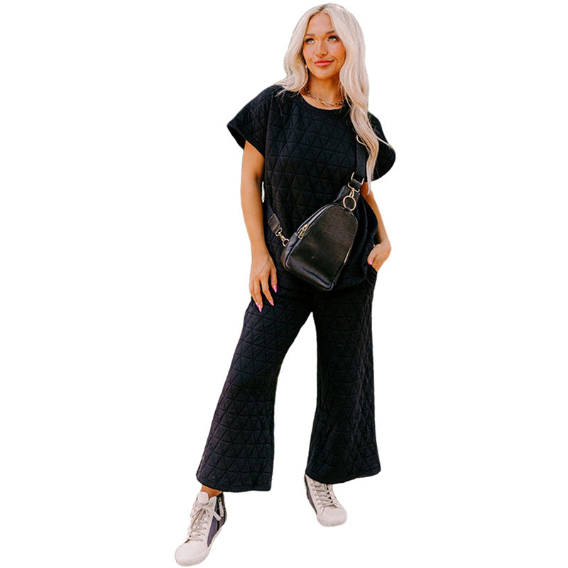 Three-quarter Sleeve + Cropped Wide-leg Pants