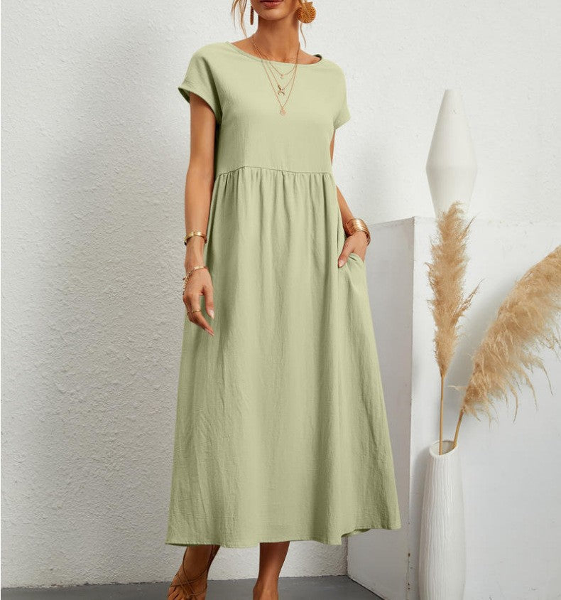 Cotton Linen Pocket Dress