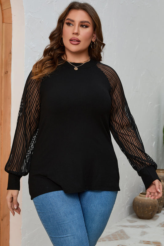 Black Long Sleeve Plus Blouse