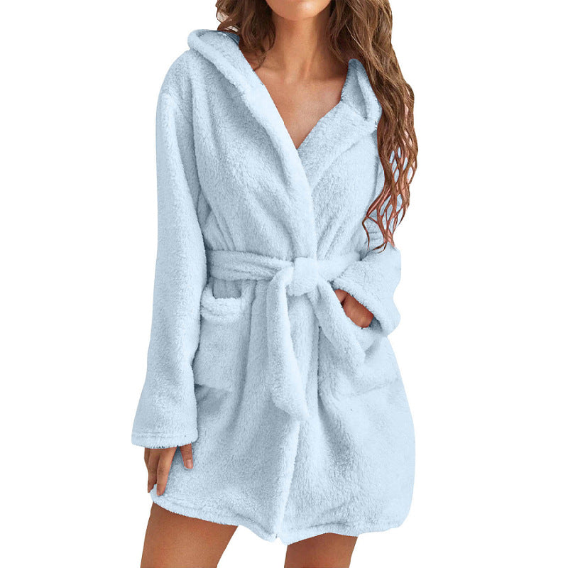 Plush Solid Color Bathrobe