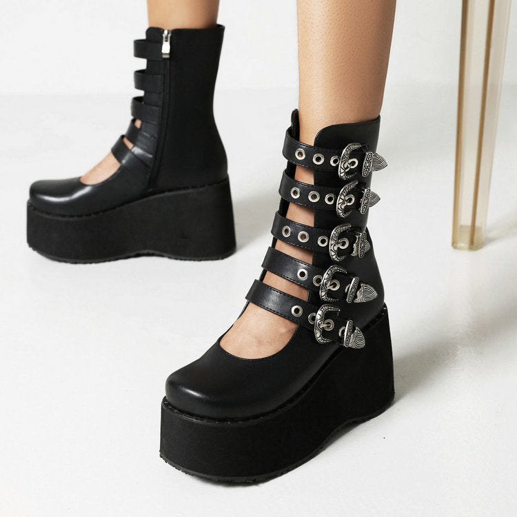 Punk Rivet Thick Bottom Platforms