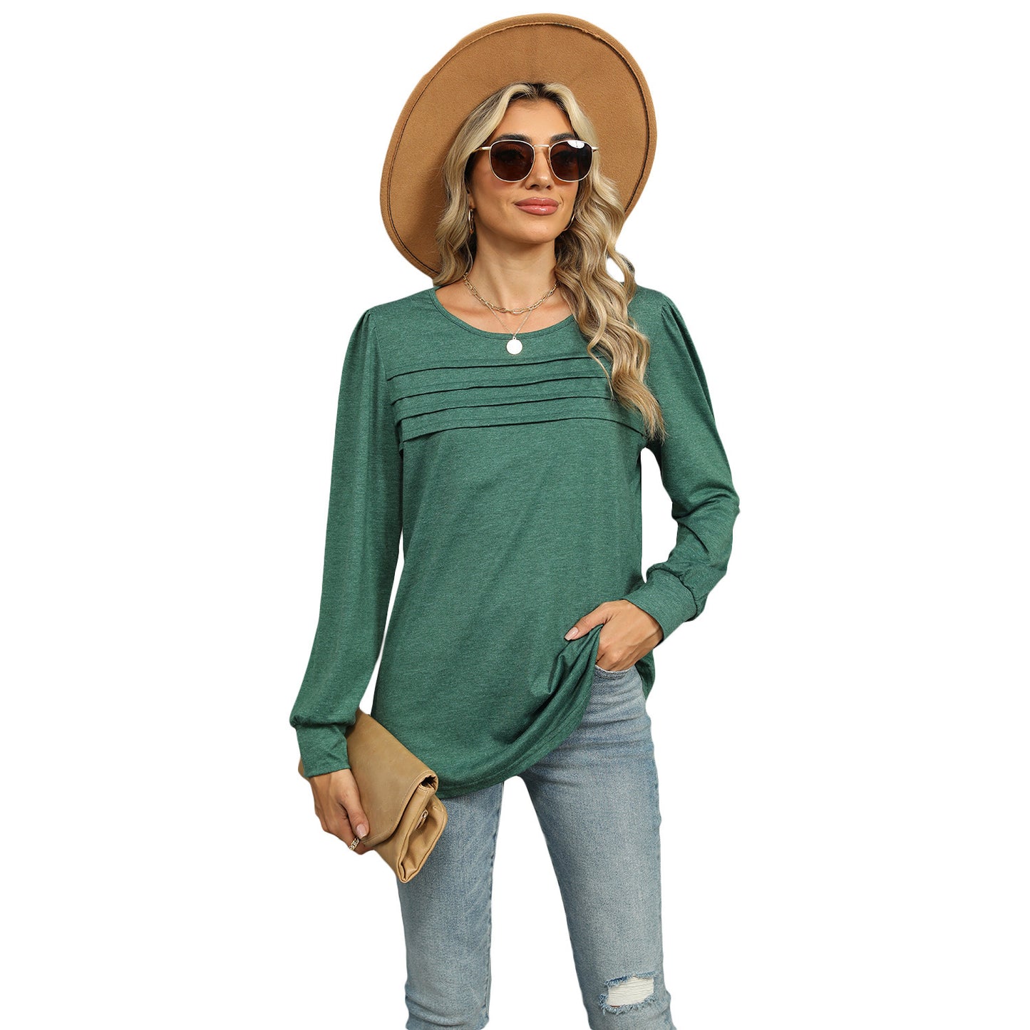 Solid Color U-neck Top