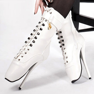 Ballet Stiletto Lace-up Ankle Boots