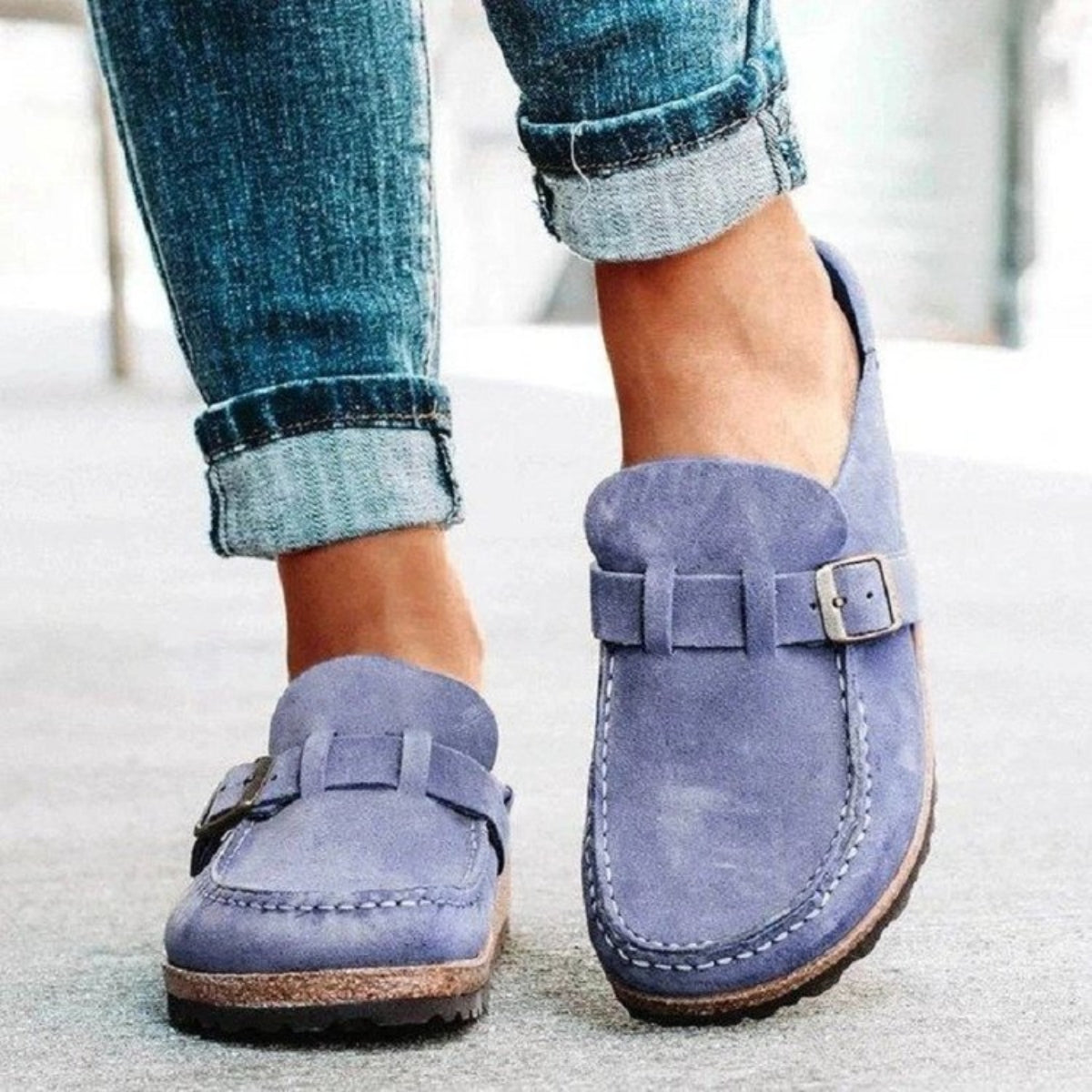 Low Heel Buckle Loafers