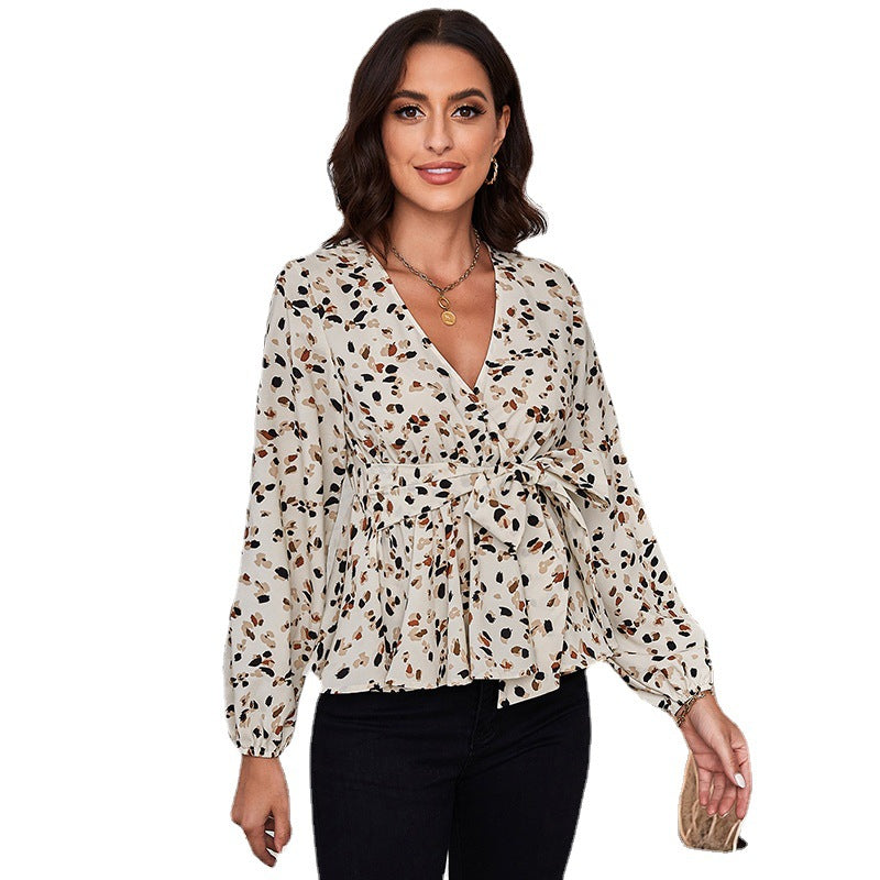 V-neck Long Sleeve Speckle