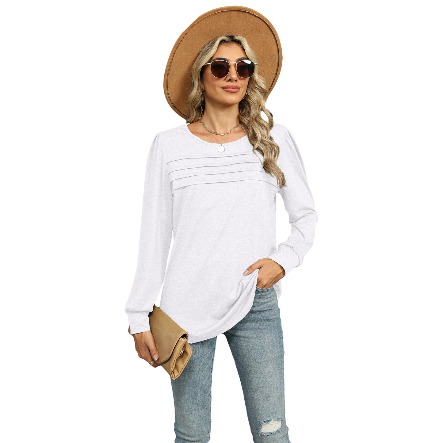 Solid Color U-neck Top