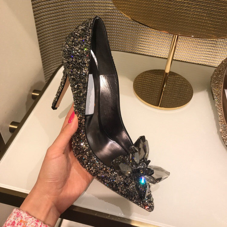 Pointed Toe Rhinestone Heels