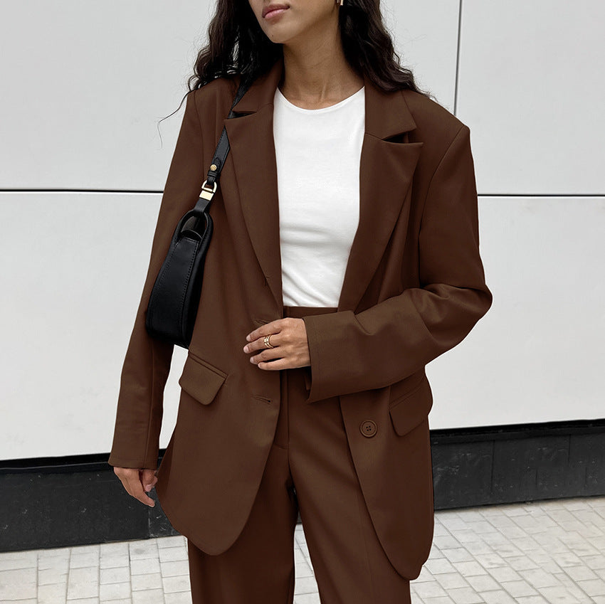 Vintage Blazer + Wide-leg Pants Two-piece Set