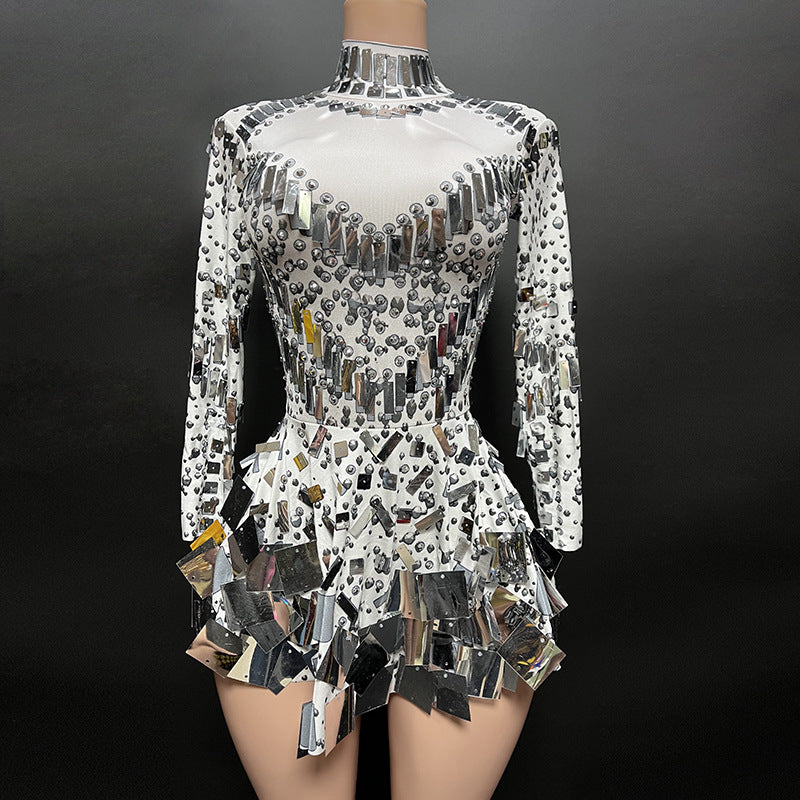 Shiny Sequined Diamond Mini Dress