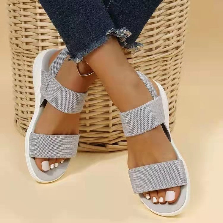 Microfiber Straps Flat Sandals