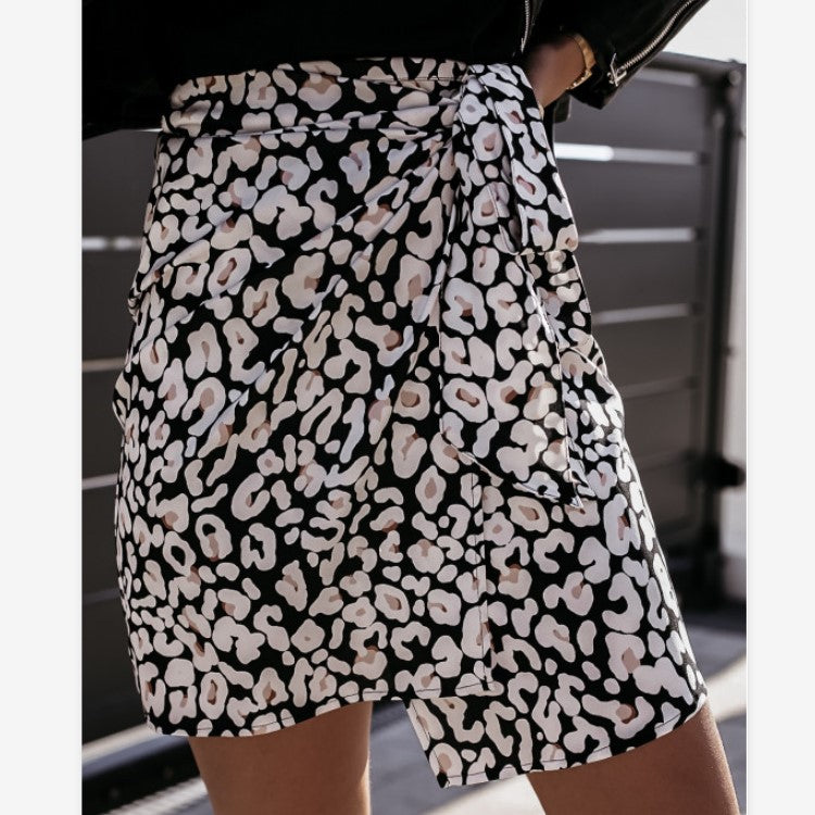 High Waist Leopard Print Skirt