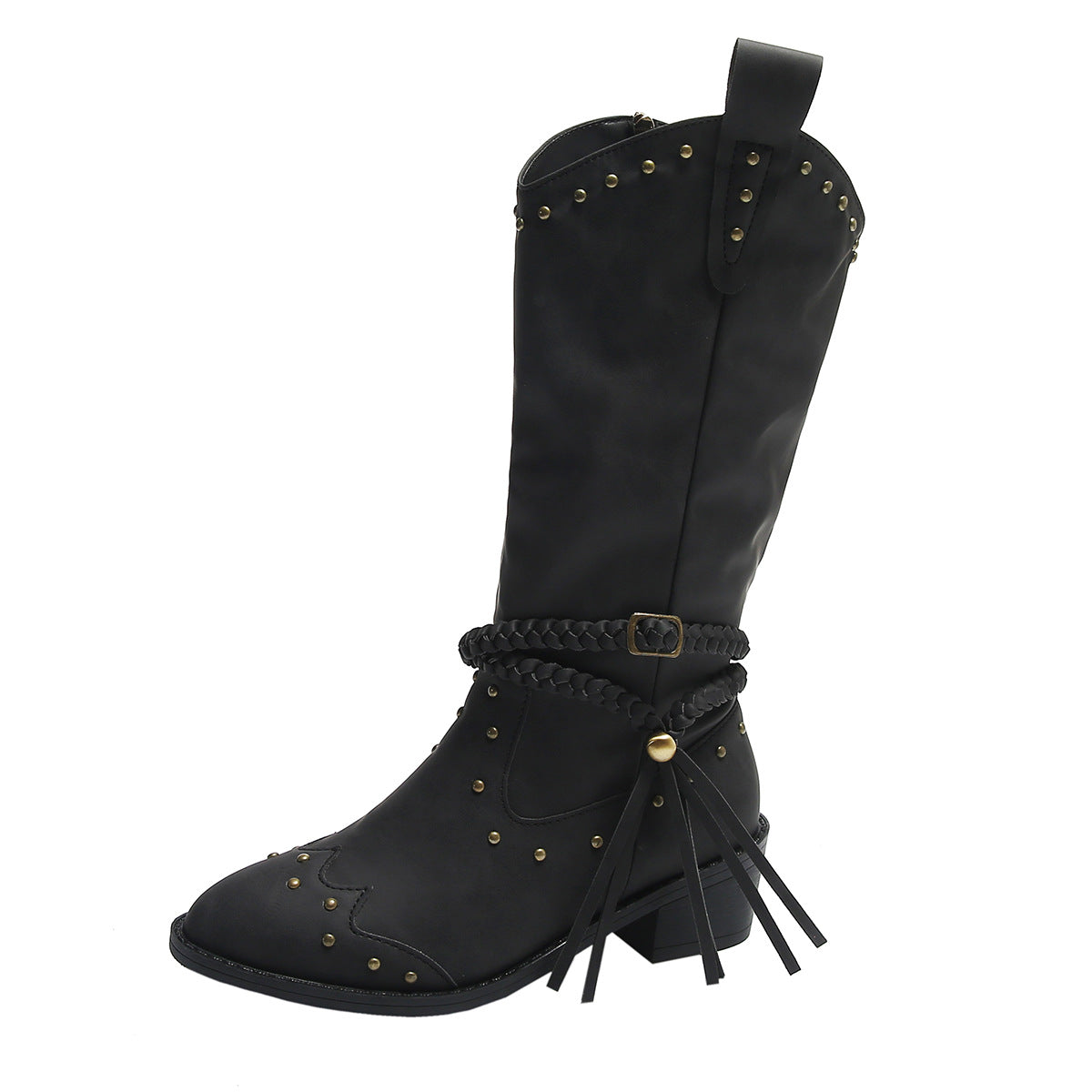 Braided Rope Strap Buckle Boots