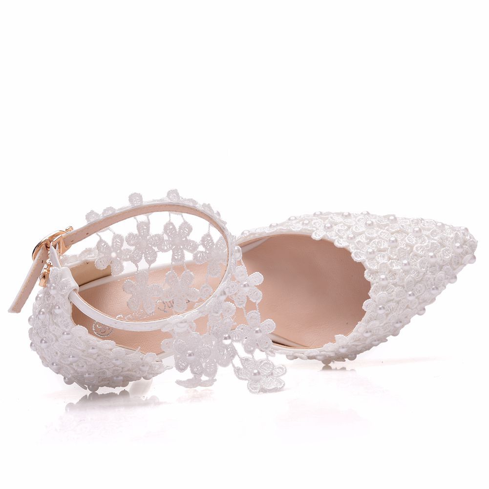 White Lace Flower Tassel Shoes