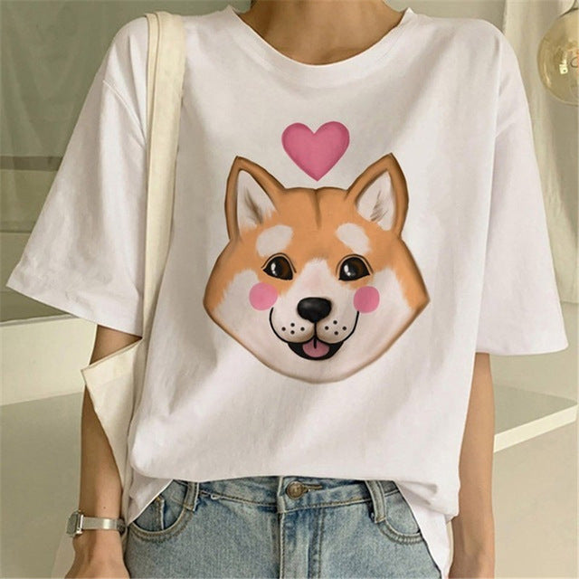 Shiba Inu Print T-shirt