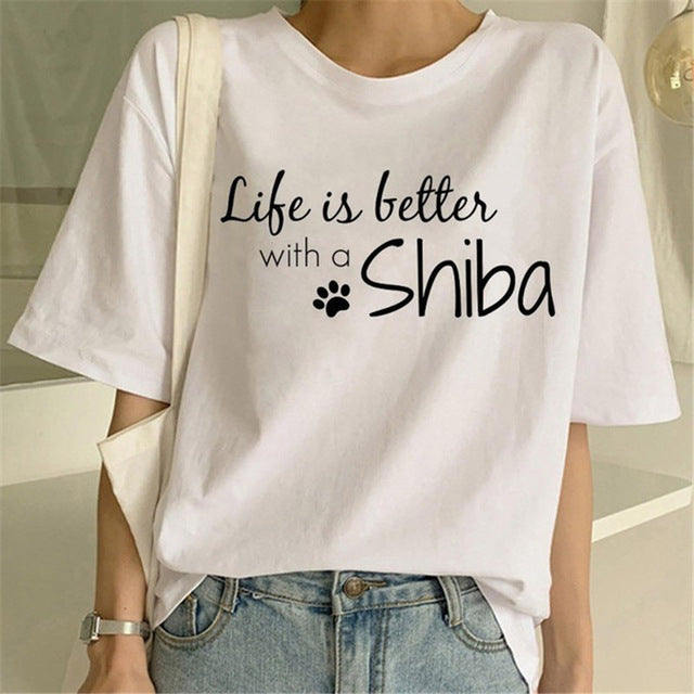 Shiba Inu Print T-shirt