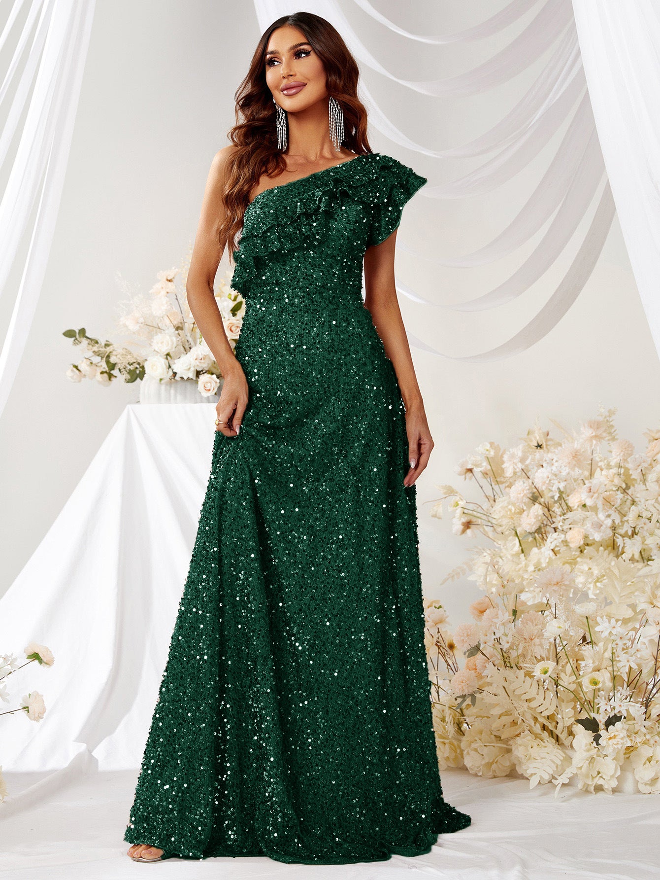 Off Shoulder Emerald Dress