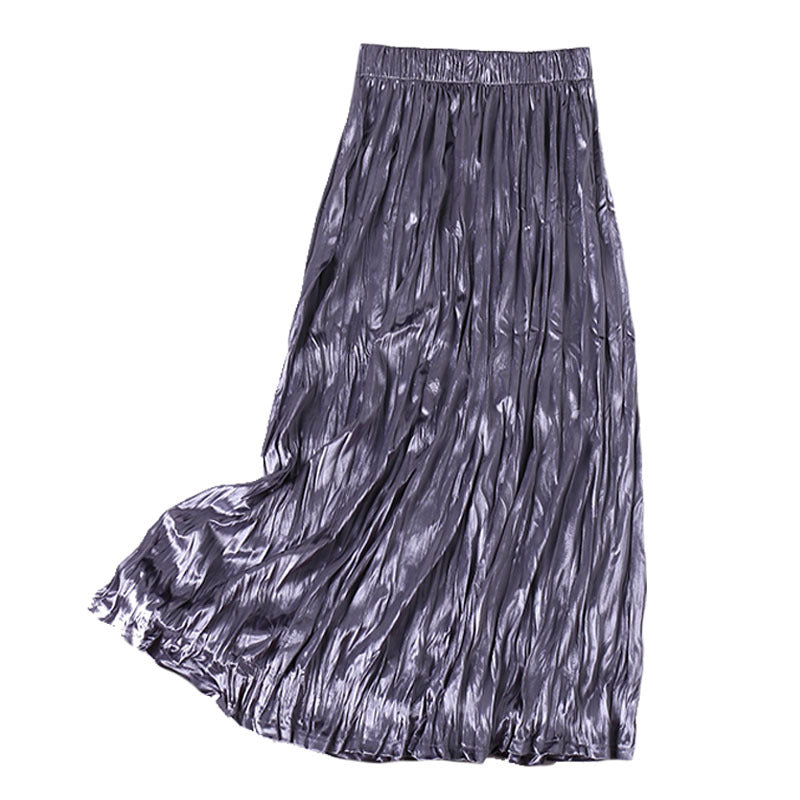 High Waist Velvet Ruffled A-line Skirt