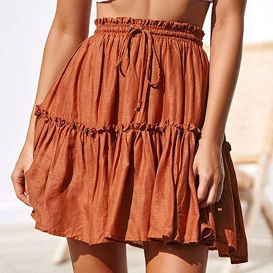 Ruffled Beach Drawstring Skirt