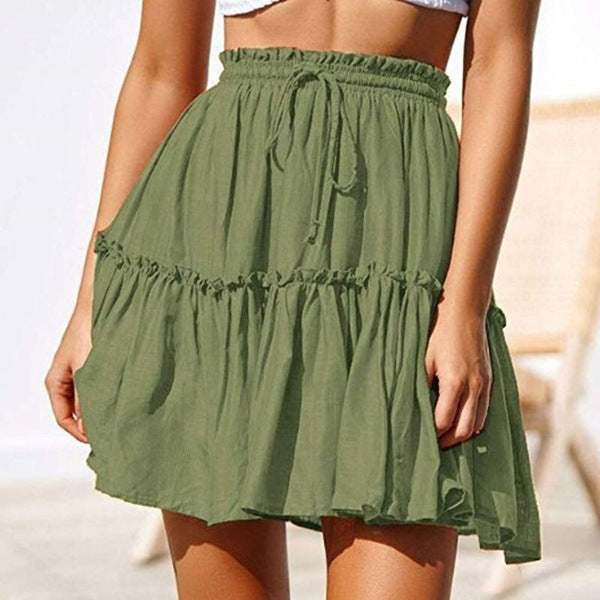 Ruffled Beach Drawstring Skirt