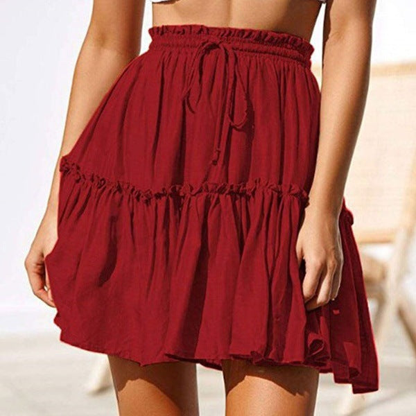 Ruffled Beach Drawstring Skirt