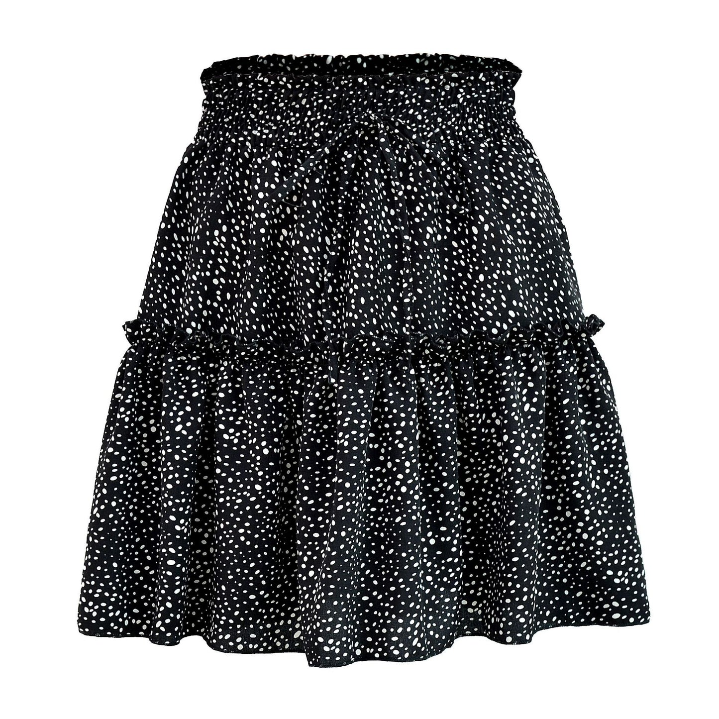 High Waist Polka Dot Ruffle Skirt