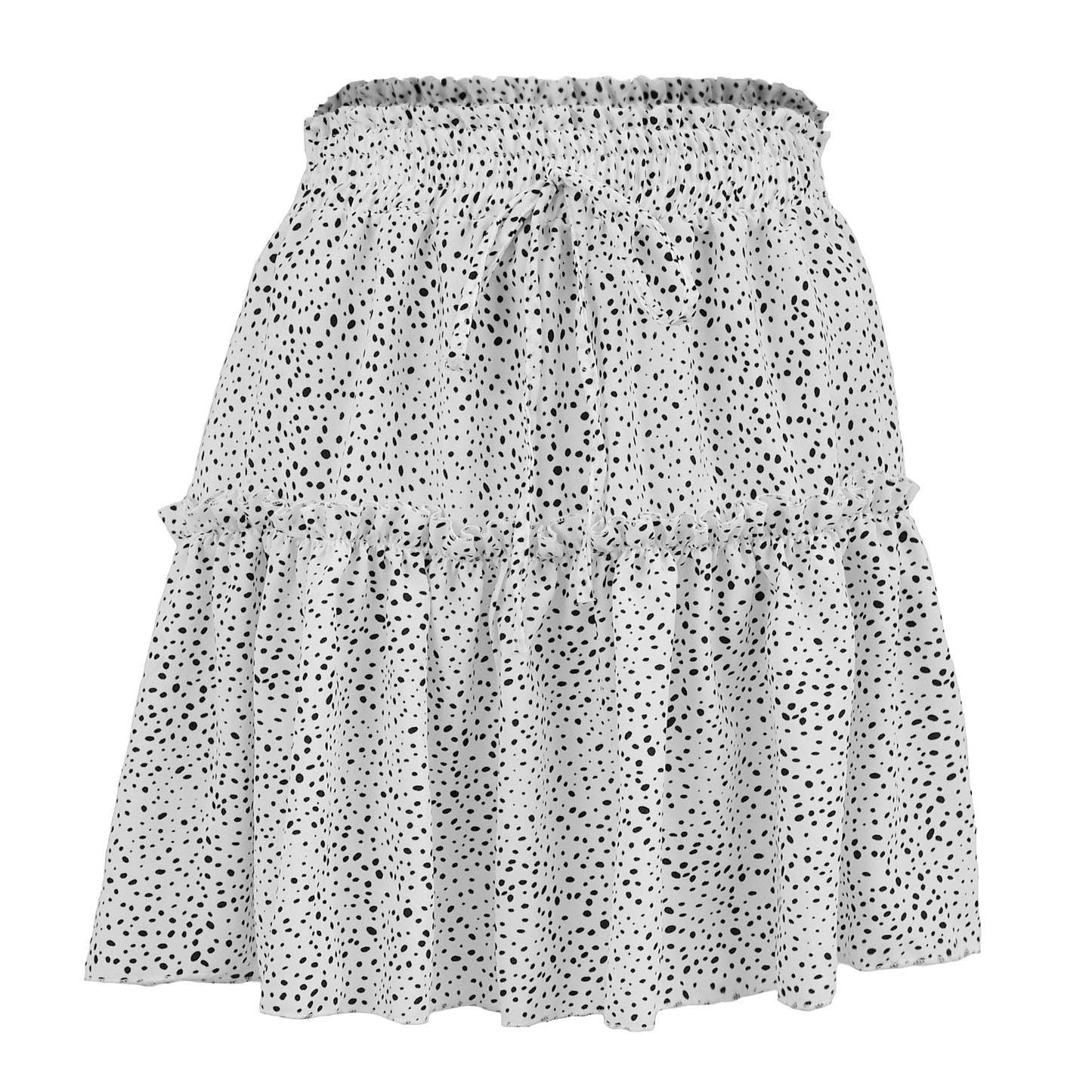 High Waist Polka Dot Ruffle Skirt