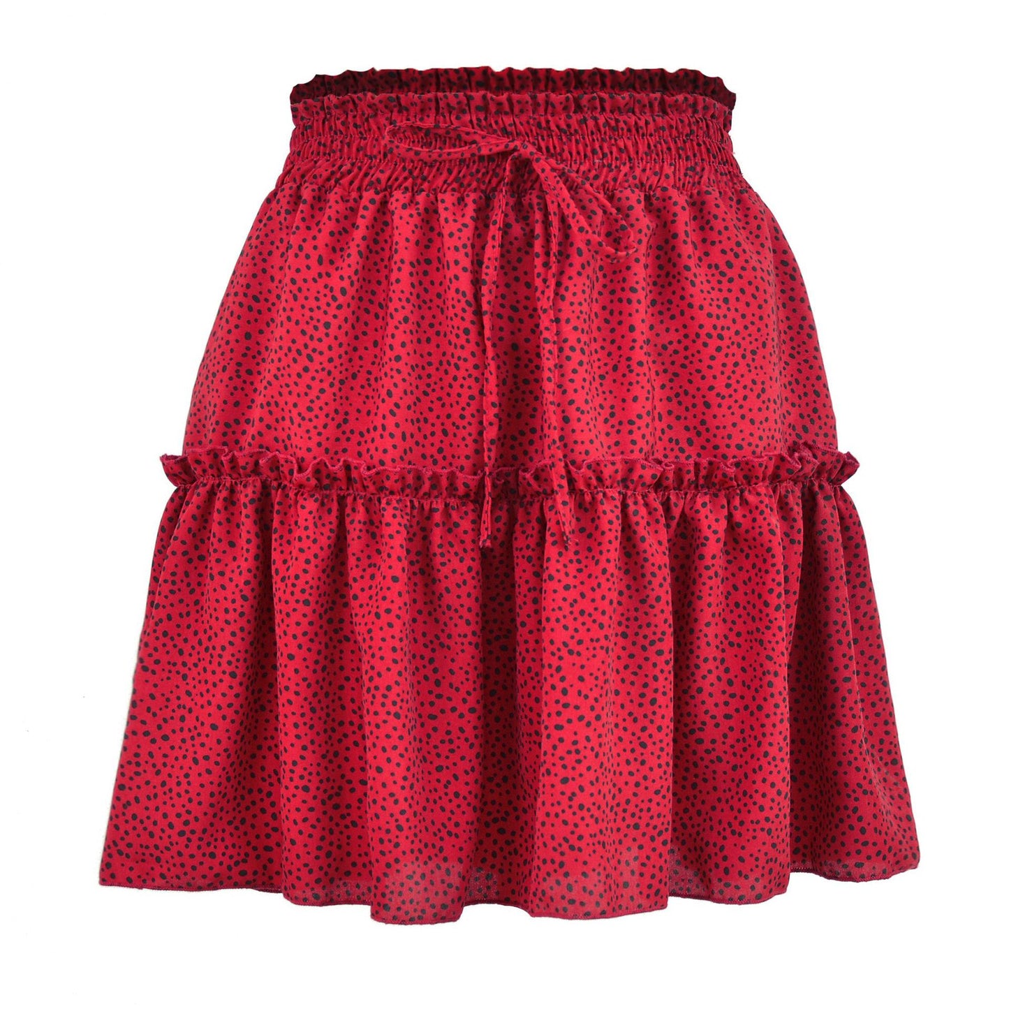 High Waist Polka Dot Ruffle Skirt