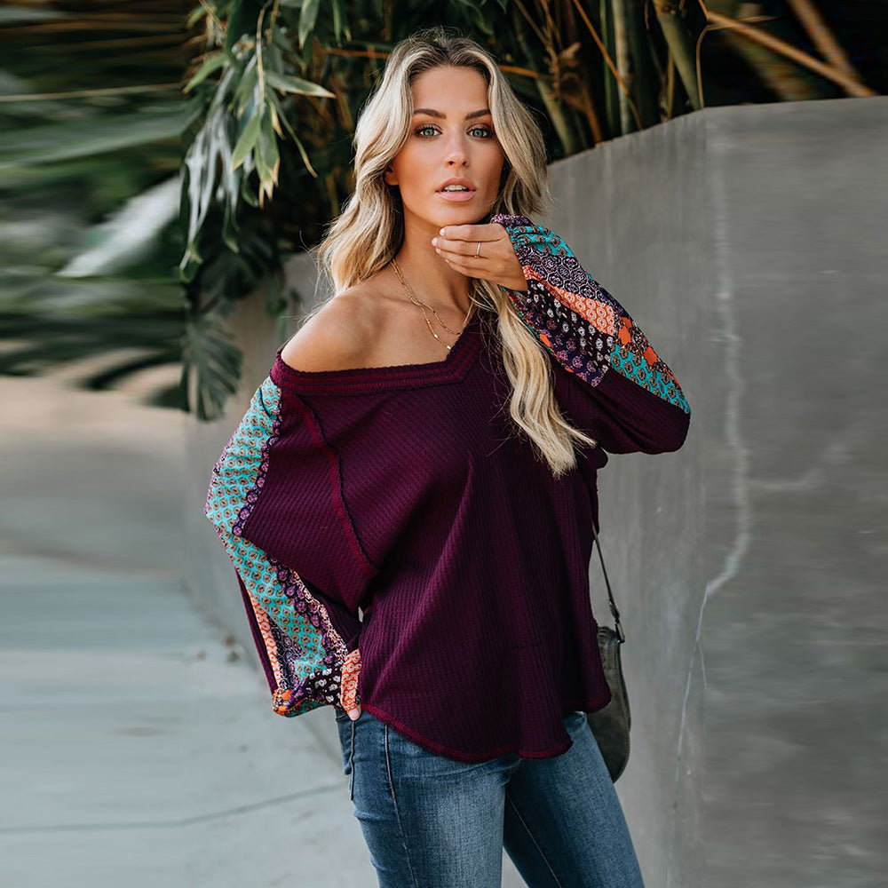 Loose Neck Long-sleeved Pullover