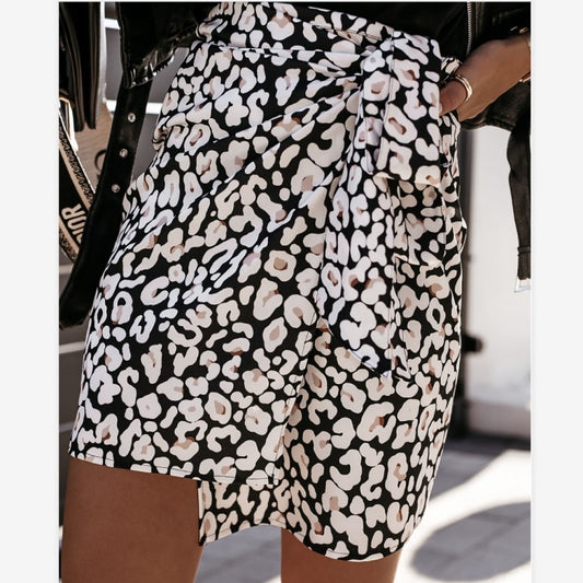 High Waist Leopard Print Skirt