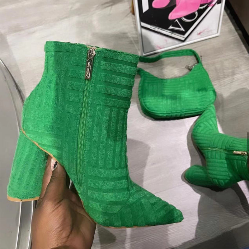 Fabric Chunky Heel