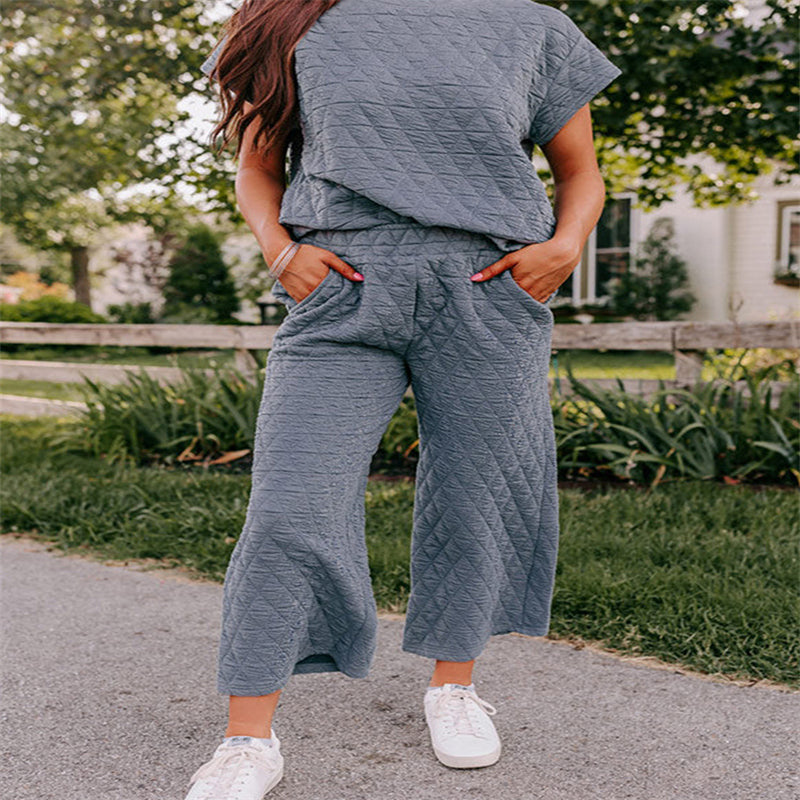 Three-quarter Sleeve + Cropped Wide-leg Pants