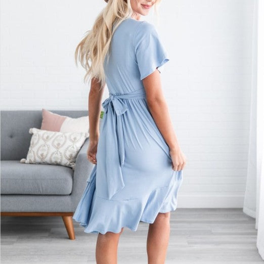 Double-layer Hem Tied Dress