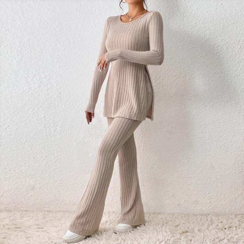 Knitted Hollow Striped Two-piece Suit