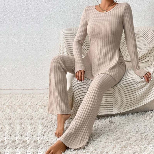 Knitted Hollow Striped Two-piece Suit