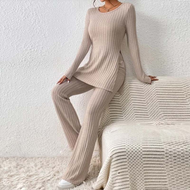 Knitted Hollow Striped Two-piece Suit