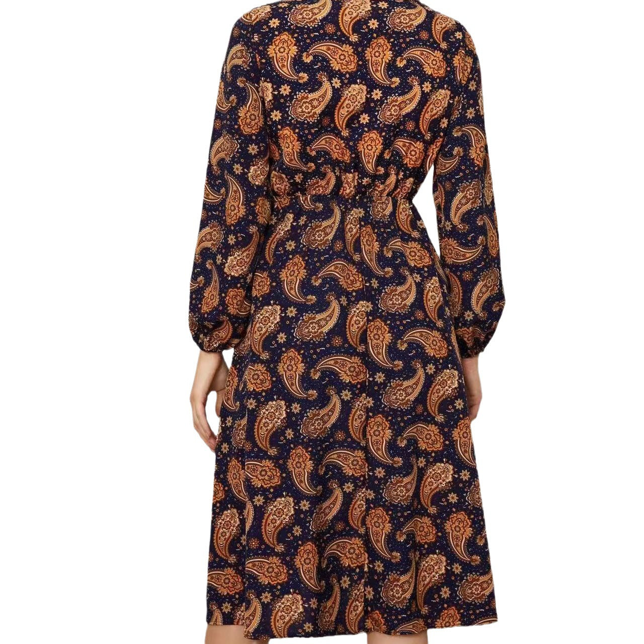 Women's Polyester Casual Long-sleeved Floral Shirt Dress