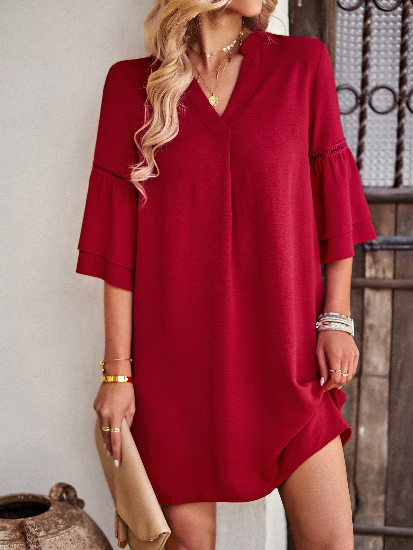 Loose V-neck Dress