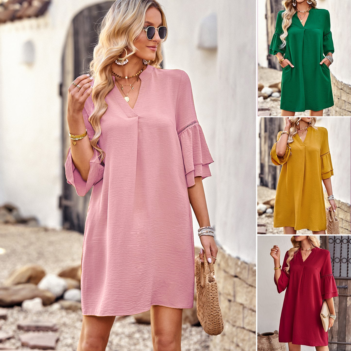 Loose V-neck Dress