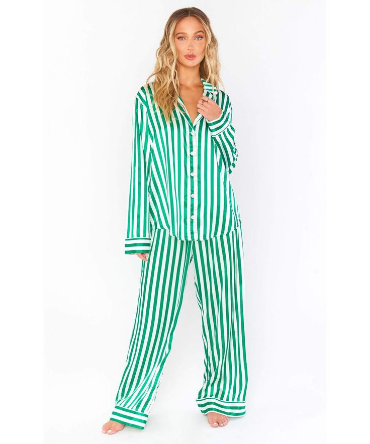 Women's Home Silk Vertical Stripes Suit