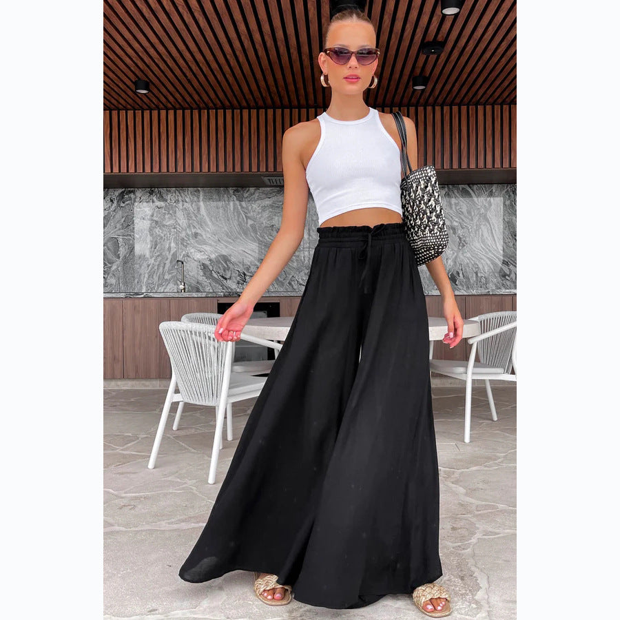 Elastic Waist Wide-leg Pants