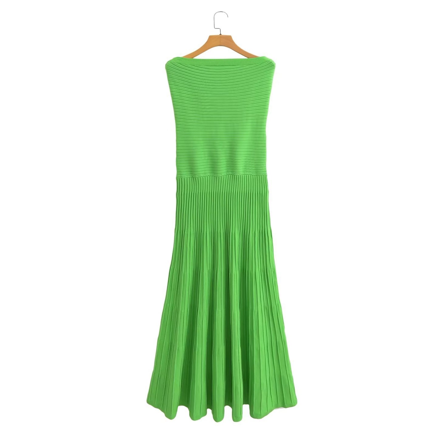 Green Off-the-shoulder Tube Top Dress