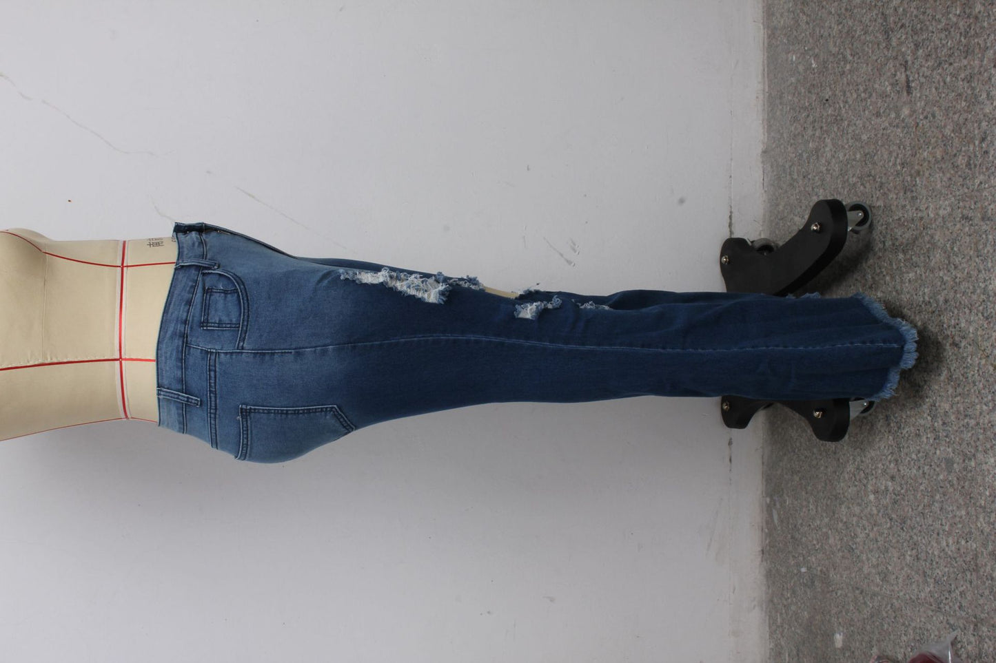 Knee Ripped Denim Stretch Plus Jeans