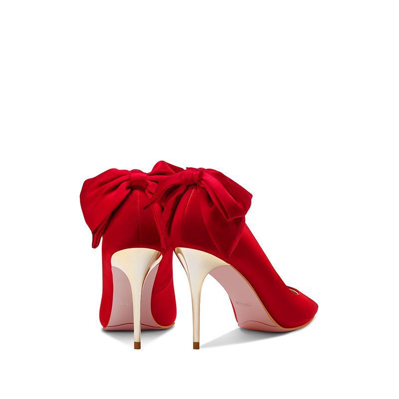 Pointed Toe Stiletto Bow Heels