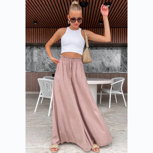 Elastic Waist Wide-leg Pants