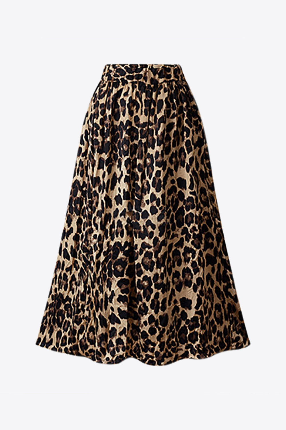 Leopard Elastic Waist Plus Midi Skirt