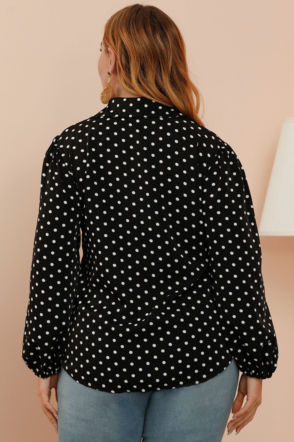 Polka Dot Long Sleeve Plus Shirt