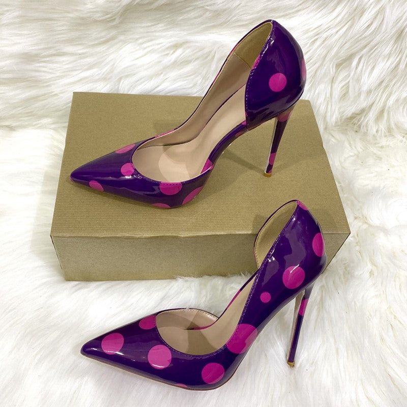 Polka Dot Side Hollow High Heels