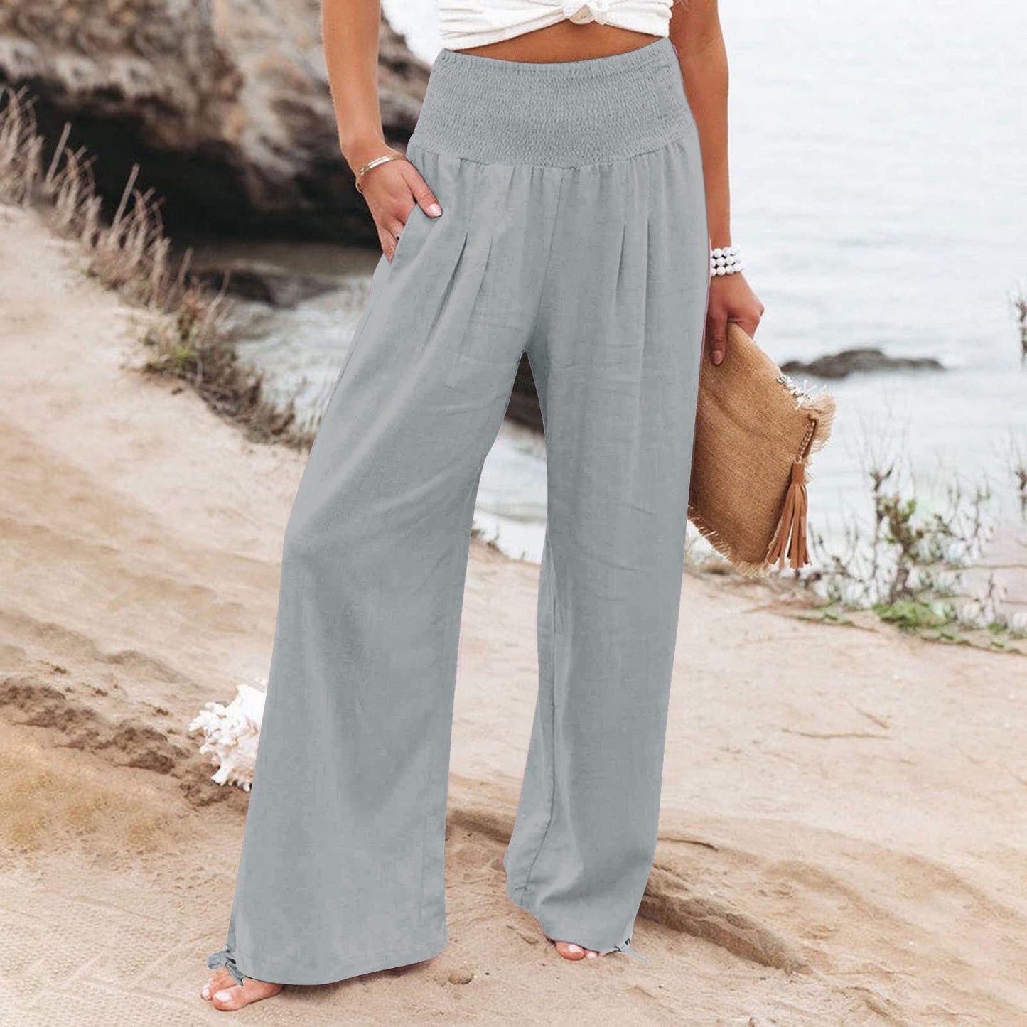 Drawstring Pants With Loose Legs